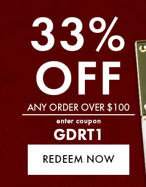 33% Off any order over $100. Enter coupon GDRT1. Redeem Now