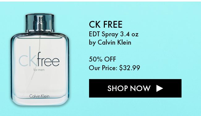 CK Free EDT Spray 3.4oz by Calvin Klein. 55% OFF. Our Price: $39.99. Shop Now