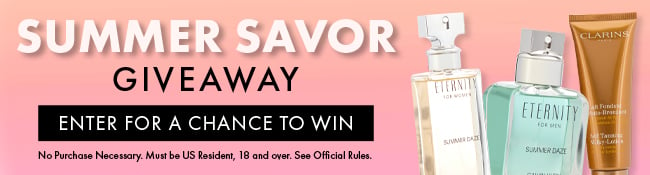 Summer Savor Giveaway. Enter for a chance to win. No purchase necessary. Must be US Resident, 18 and over. See Official Rules