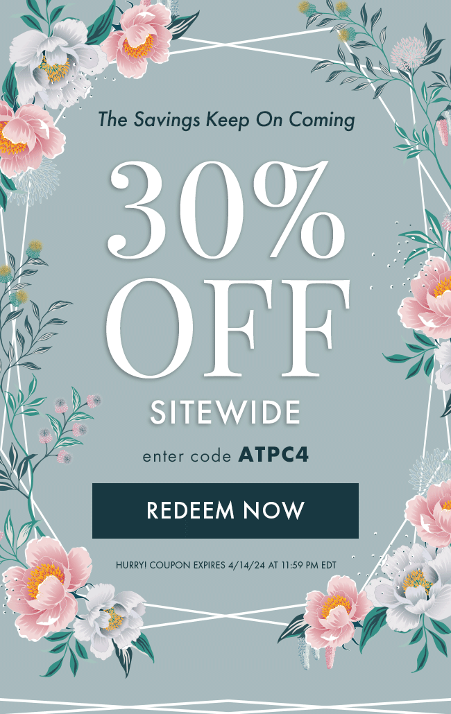 The Savings Keep On Coming. 30% Off Sitewide. Enter code ATPC4. Redeem Now. Hurry! Coupon Expires 4/14/24 At 11:59 PM EDT