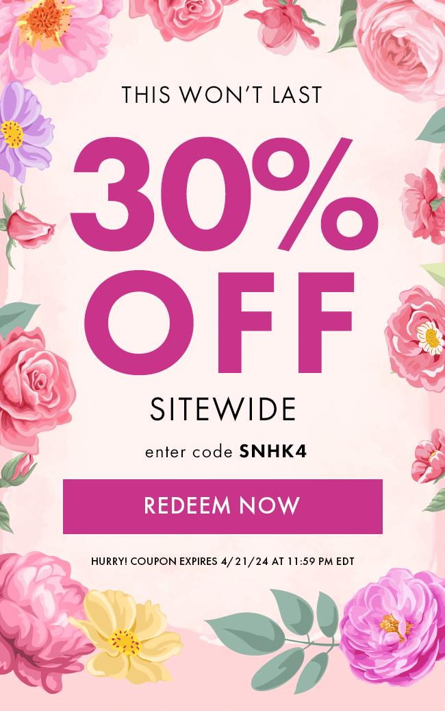 This Won't Last. 30% Off Sitewide. Enter code SNHK4. Redeem Now. Hurry! Coupon expires 4/21/24 at 11:59 PM EDT