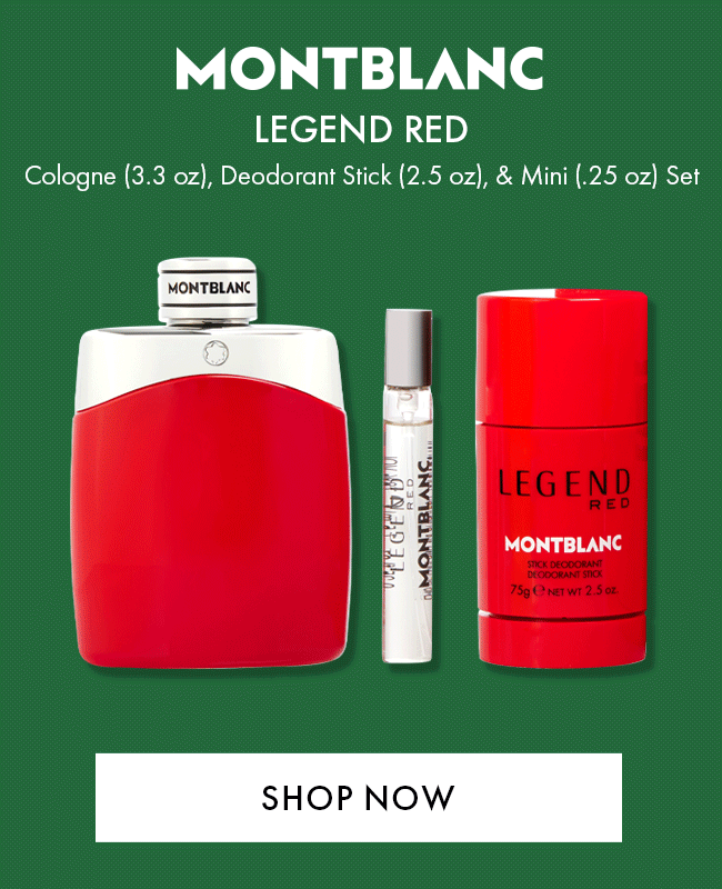 MontBlanc Legend Red. Cologne (3.3 oz), Deodorant Stick (2.5 oz), & Mini (.25 oz) Set. Shop Now