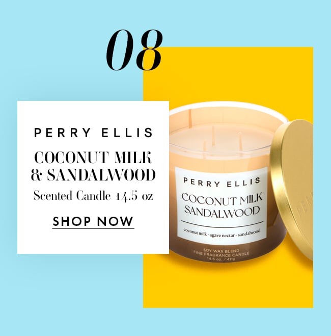 08. Perry Ellis Coconut Milk & Sandalwood. Scented Candle 14.5 oz. Shop Now