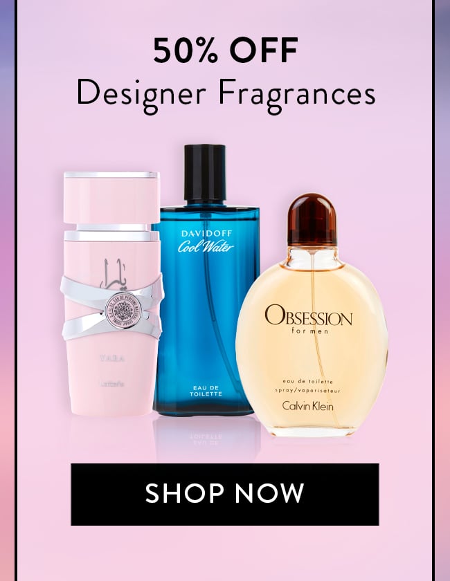 50% Off Designer Fragrances. Shop Now