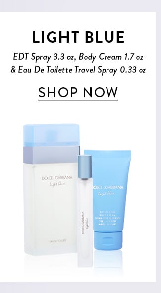 Light Blue. EDT Spray 3.3 oz, Body Cream 1.7 oz & Eau De Toilette Travel Spray 0.33 oz. Shop Now