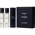 Bleu De Chanel Eau De Parfum Spray Refillable 0.7 oz & Two Eau De Parfum Refills 0.7 oz for men