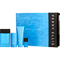 Perry Ellis Pure Blue Eau De Toilette Spray 3.4 oz & Deodorant Stick Alcohol Free 2.75 oz & Shower Gel 3 oz & Eau De Toilette Spray 0.25 oz for men