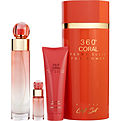 Perry Ellis 360 Coral Eau De Parfum Spray 100 ml & Shower Gel 90 ml & Eau De Parfum Spray 7 ml Mini for women