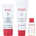 Clarins Re-Boost Healthy Glow Tinted Gel Cream 50ml + Re-Move Cleansing Gel 30ml + Re-Move Micelar Water 10ml --3pcs for women