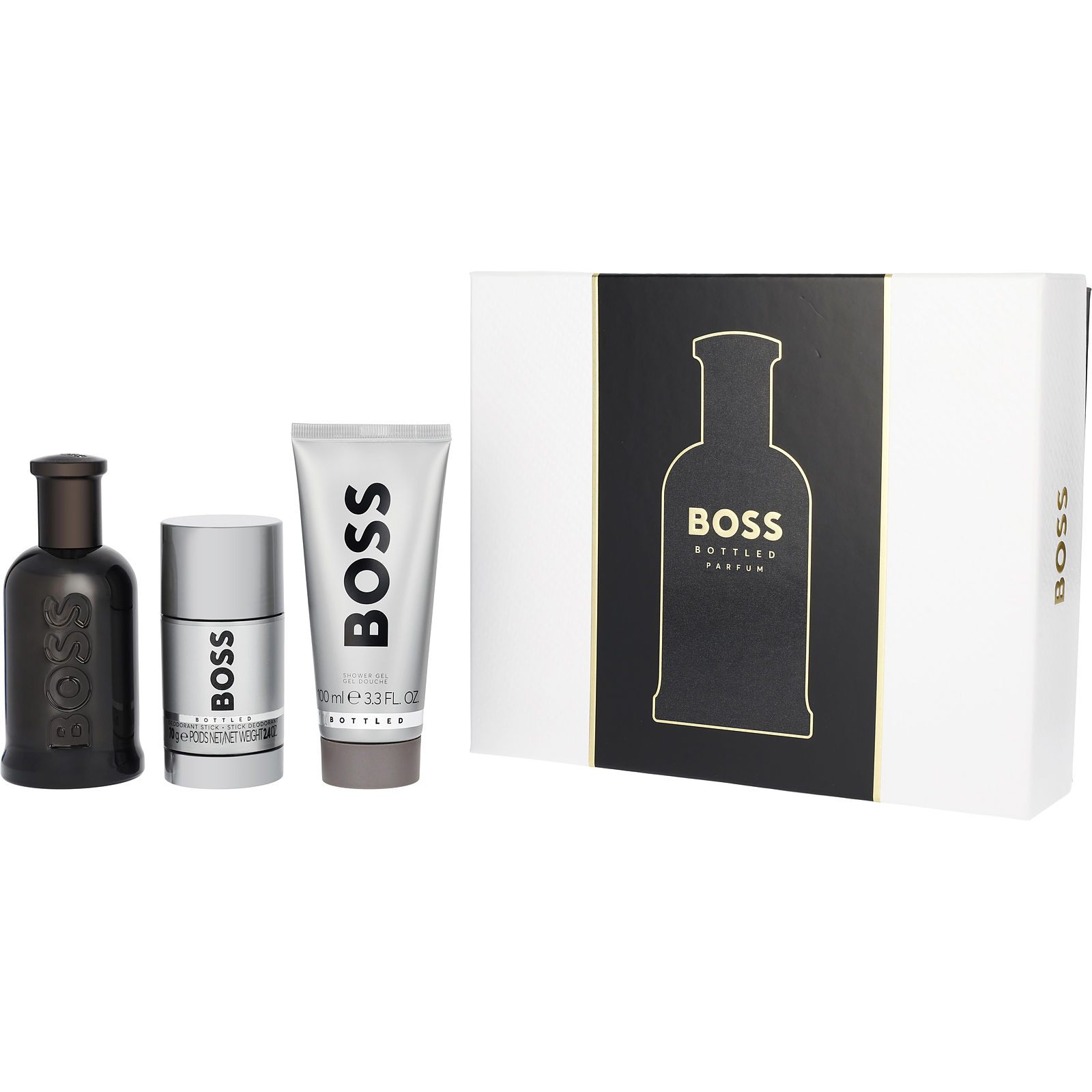 Boss Bottled Men's Grooming Trio - Parfum + Deodorant + Shower Gel
