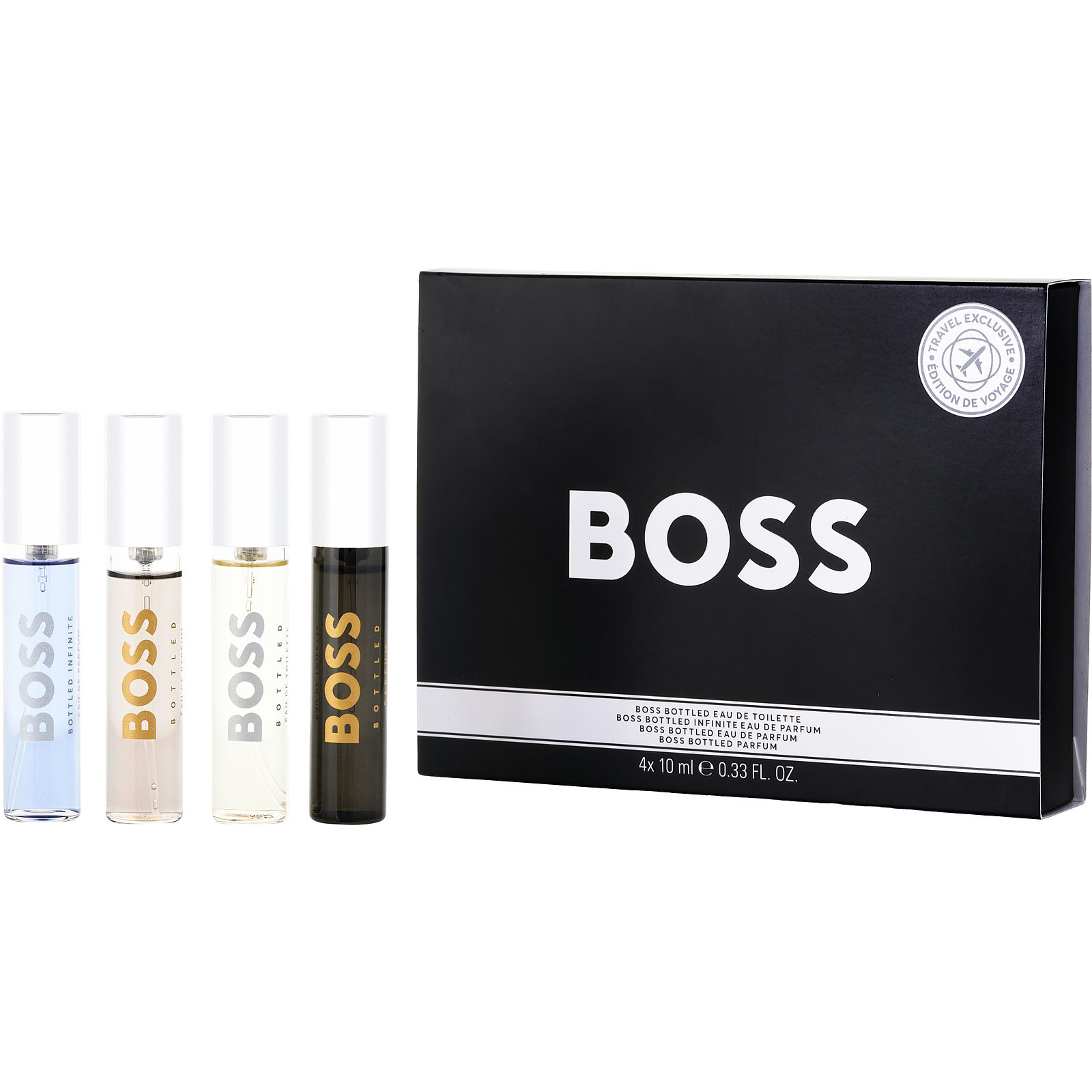 アイドル Boss 9TOFLY BOX & MINI SPECIAL SET Hugo Boss 4pc Travel Cologne Set - Parfum - Edp - Edt Minis