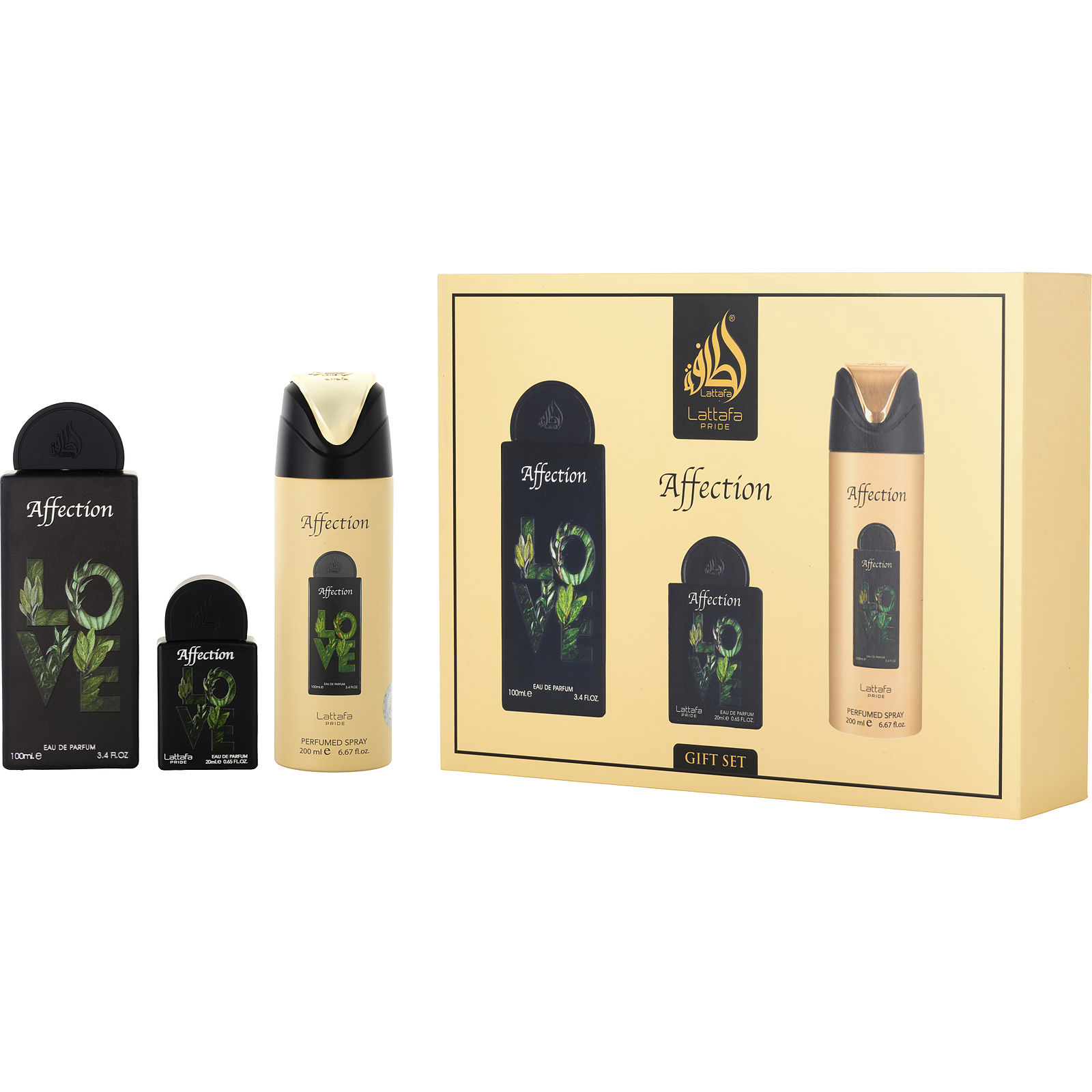 Lattafa Pride Affection - 3pc Creamy, Berry, Woodsy Parfum Gift Set