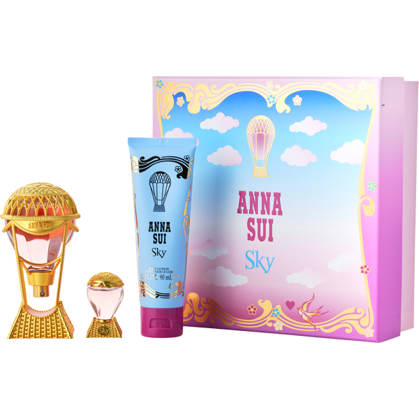 Anna Sui Sky by Anna Sui, Eau De Toilette Spray 1.7 oz & Body Lotion 3 oz & Eau De Toilette 0.17 oz Mini