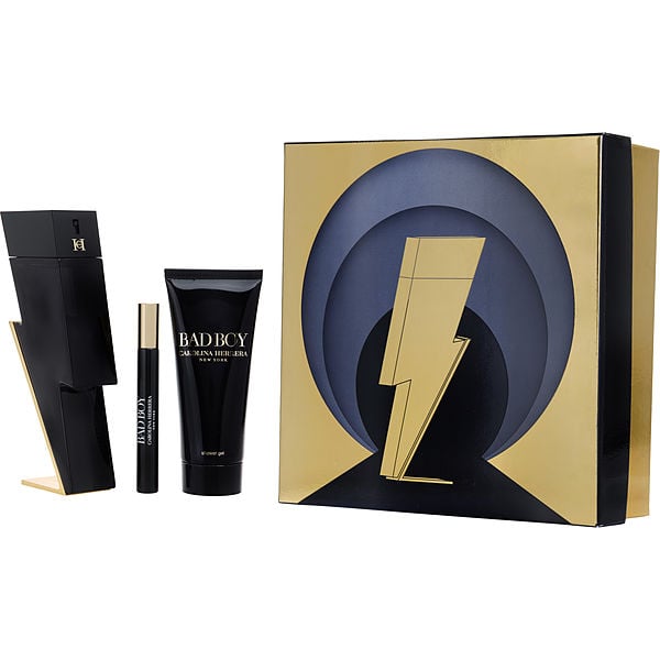 Ch Bad Boy by Carolina Herrera, Eau De Toilette Spray 3.4 oz & Shower Gel 3.4 oz & Eau De Toilette Spray 0.34 oz Mini