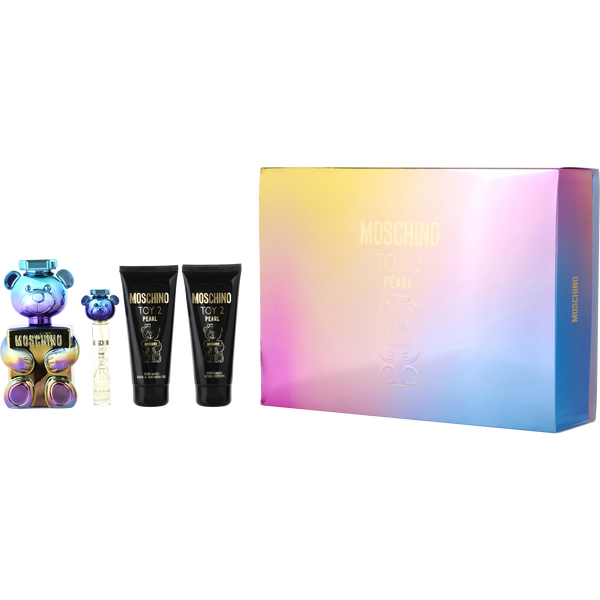 Moschino Toy 2 Pearl by Moschino, Eau De Parfum Spray 3.4 oz & Body Lotion 3.4 oz & Shower Gel 3.4 oz & Eau De Parfum Spray 0.34 oz Mini