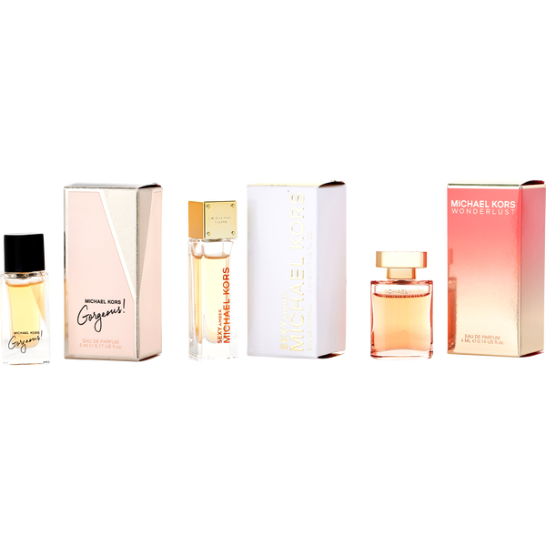 Michael Kors Variety by Michael Kors, 3 Piece Mini Variety With Wonderlust 0.14 oz & Gorgeous 0.17 oz & Sexy Amber 0.14 oz And All Are Eau De Parfum Minis