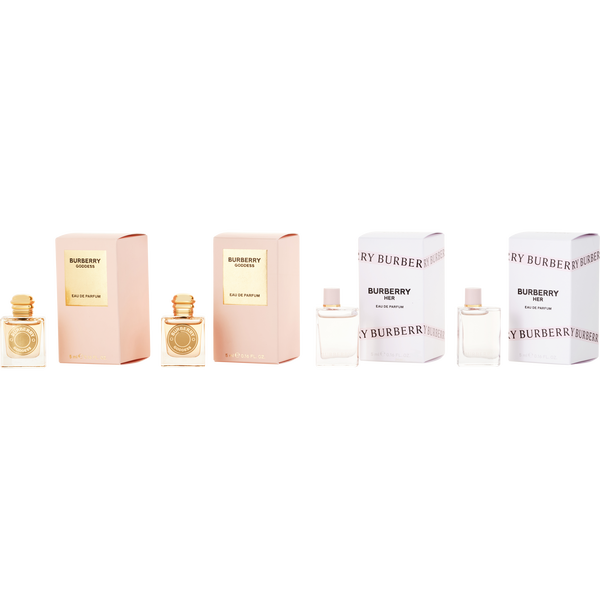 Burberry Variety by Burberry, 4 Piece Womens Variety With Burberry Her X 2 & Burberry Goddess X2 And All Are Eau De Parfum 0.16 oz Minis
