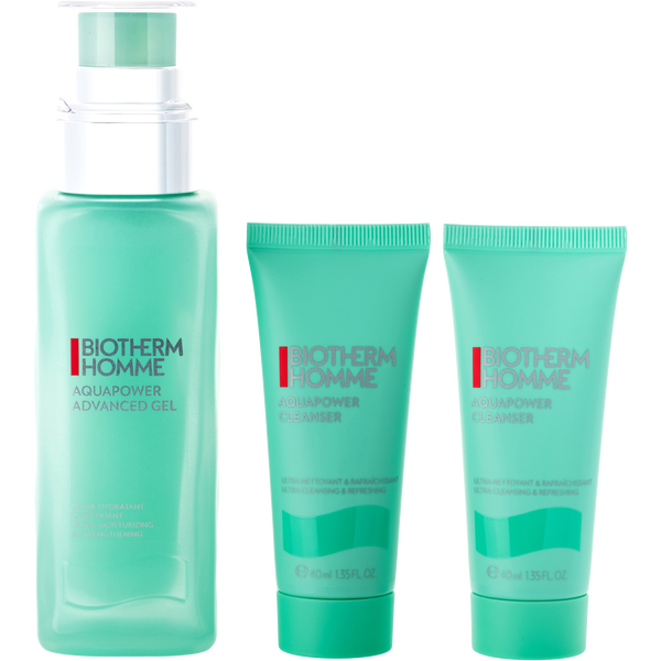 Biotherm by Biotherm, Homme Aquapower Set: Aquapower Advanced Gel 75ml + Aquapower Cleanser 40ml X 2 --3pcs