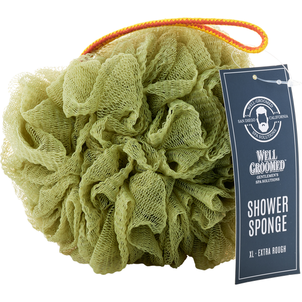 Spa Accessories by Spa Accessories, Gentlemans Well Groomed Extra Rough Shower Sponge (Xl Size) - Sage Green
