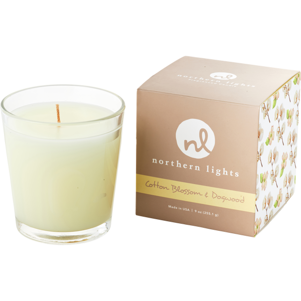 Cotton Blossom & Dogwood by Northern Lights, White Candle 9 oz