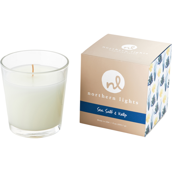 Sea Salt & Kelp by Northern Lights, White Candle 9 oz