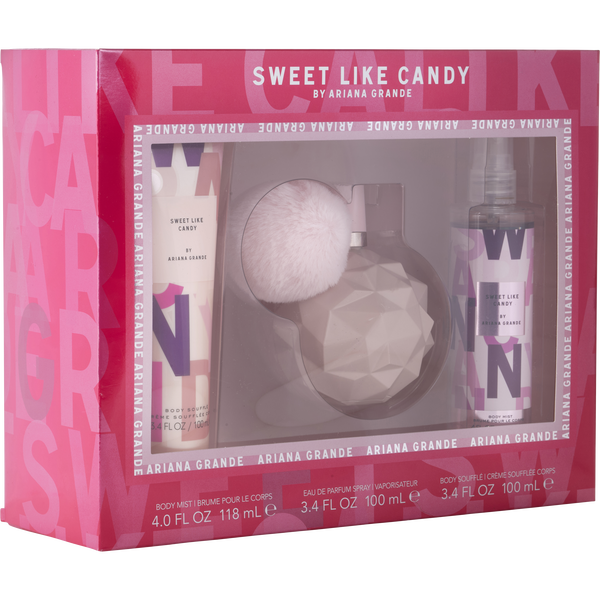 Sweet Like Candy By Ariana Grande by Ariana Grande, Eau De Parfum Spray 3.4 oz & Body Souffle 3.4 oz & Body Mist 4 oz