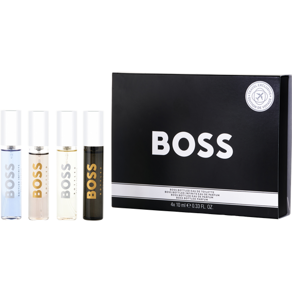 Hugo Variety by Hugo Boss, 4 Piece Mens Variety With Boss Bottled Parfum & Boss #6 Eau De Parfum & Boss Bottled Infinite Eau De Parfum & Boss #6 Eau De Toilette And All Are Spray 0.33 oz Minis, image 1 of 2
