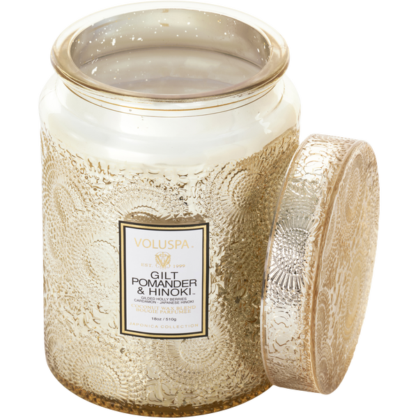 Voluspa Japonica Gilt Pomander & Hinoki by Voluspa, Large Jar Candle 18 oz