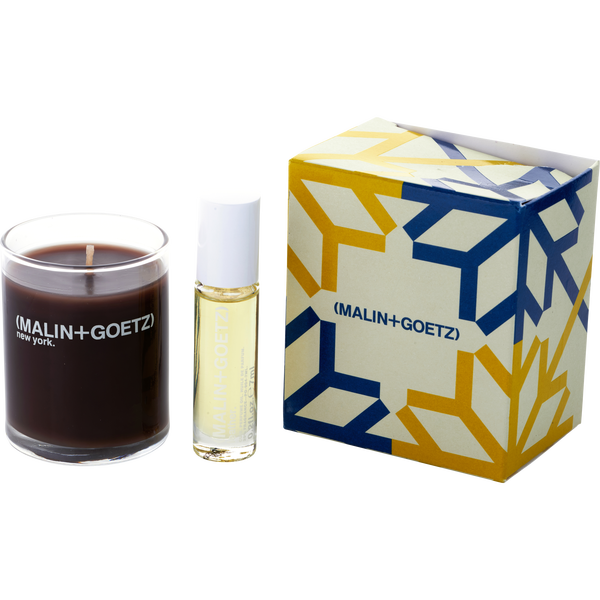 Malin+Goetz Leather by Malin + Goetz, Perfume Oil 0.2 oz & Votive Candle 2.35 oz