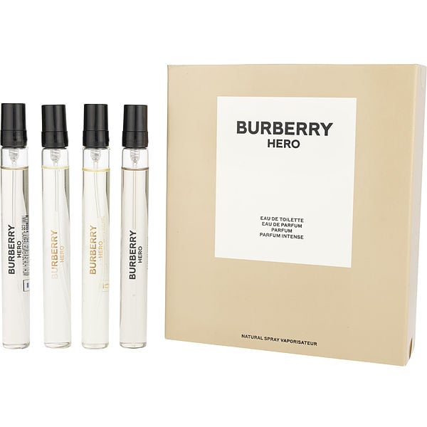 Burberry Variety by Burberry, 4 Piece Variety With Hero Eau De Parfum & Hero Eau De Toilette & Hero Parfum & Hero Parfum Intense And All Are 0.33 oz Minis