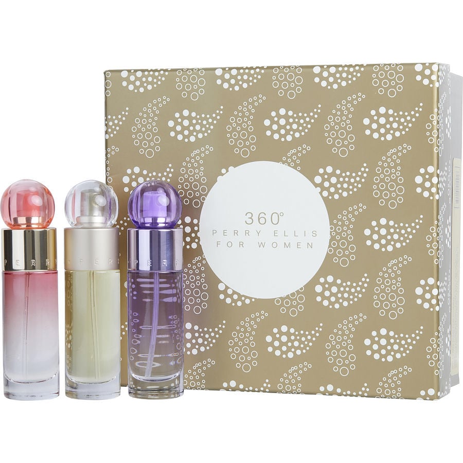 Perry Ellis Fragrances Perry Ellis 360 Purple for Women - 3-piece Gift Set  Canister, 1.7 Fl Oz : : Beauty & Personal Care