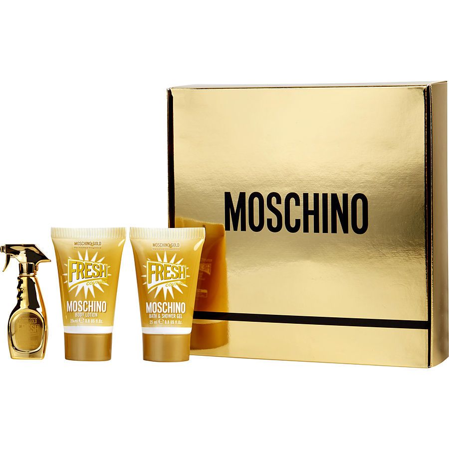 Moschino fresh gold. Moschino Gold Fresh Couture. Moschino Fresh Gold Eau de Parfum. Набор Москино Фреш Голд.