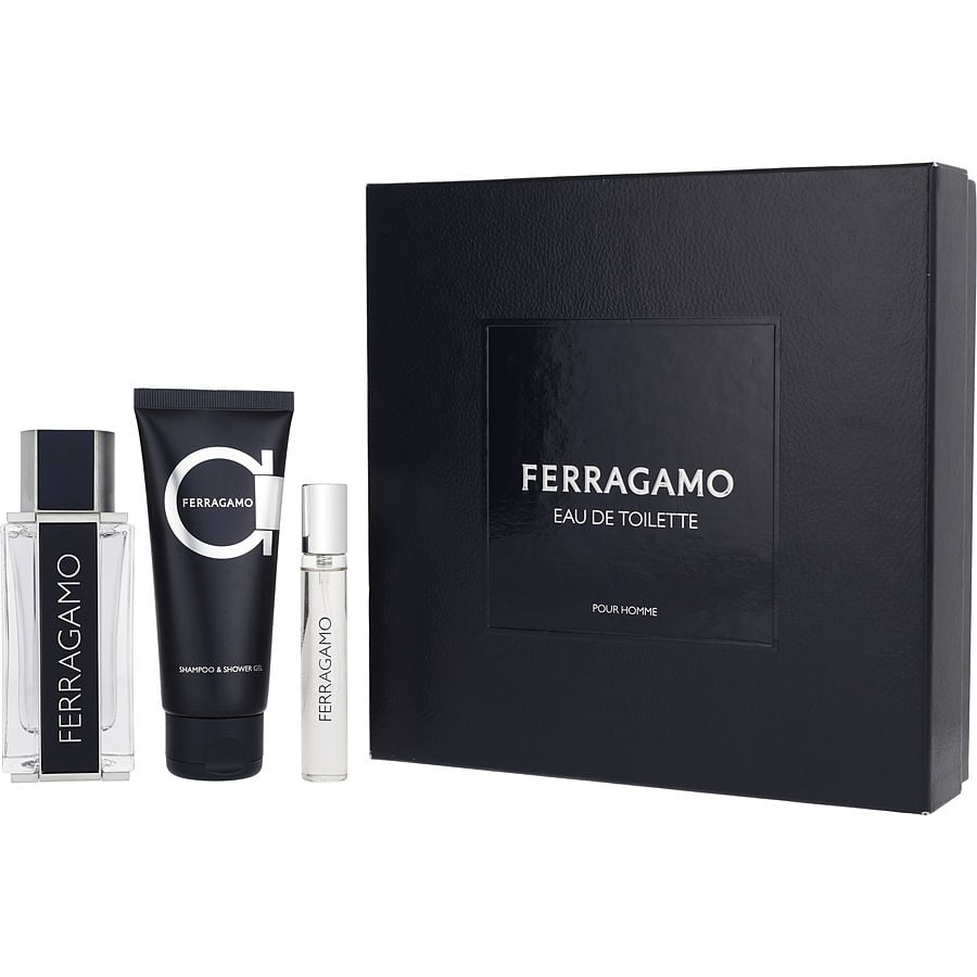 FERRAGAMO 香水セット Ferragamo - 3pc Bergamot Leather Cologne Set for Men
