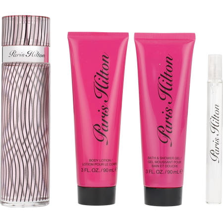 Paris Hilton Eau de parfum spray 3.4 oz & BODY LOTION 3 oz & SHOWER GEL 3 oz & Eau de parfum spray 0.34 oz MINI for women