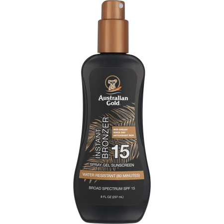 Australian Gold by Australian Gold Spray Gel Sunscreen Broad Spectrum SPF 15 with Instant Bronzer -237ml/8OZ for women