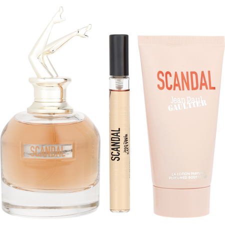 Jean Paul Gaultier Scandal Eau de parfum spray 2.7 oz & BODY LOTION 2.5 oz & Eau de parfum spray 0.34 oz MINI for women