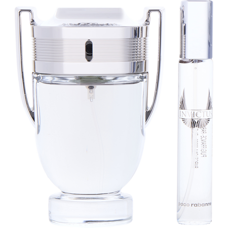 Paco Rabanne Invictus EDT spray 3.4 oz & EDT TRAVEL spray 0.68 oz (TRAVEL OFFER) for men