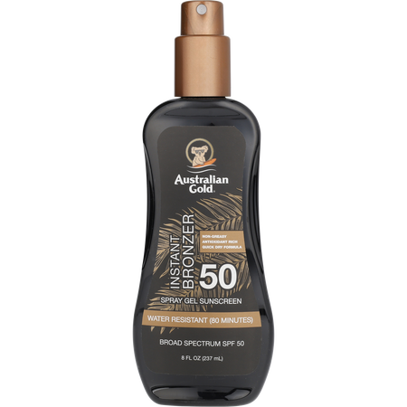 Australian Gold by Australian Gold Spray Gel Sunscreen Broad Spectrum SPF 50 with Instant Bronzer -237ml/8OZ for women