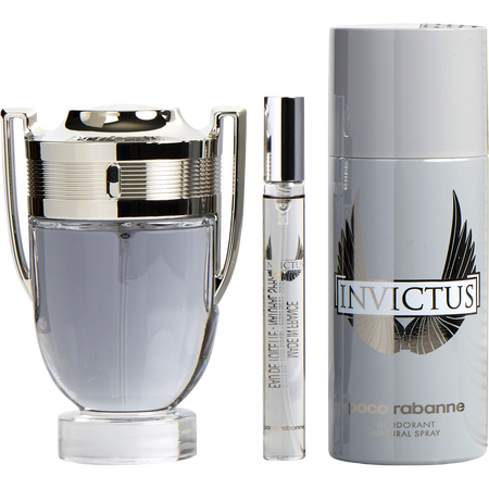 Paco Rabanne Invictus EDT spray 3.4 oz & DEODORANT spray 5.1 oz & EDT spray 0.34 oz MINI for men