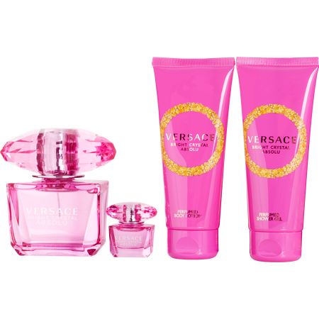 Gianni Versace Versace Bright Crystal Absolu Eau de parfum spray 3 oz & BODY LOTION 3.4 oz & SHOWER GEL 3.4 oz & Eau de parfum 0.17 oz MINI for women