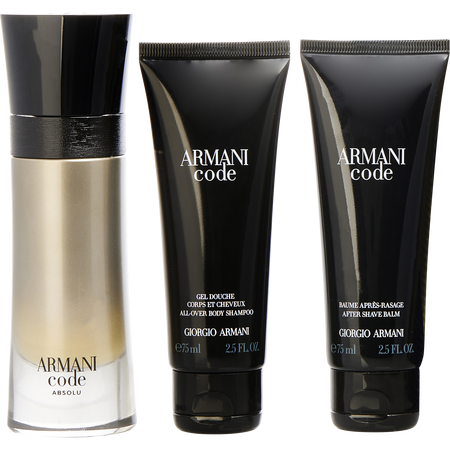 Giorgio Armani Armani Code Absolu Eau de parfum spray 2 oz & AFTERSHAVE BALM 2.5 & SHOWER GEL 2.5 oz for men