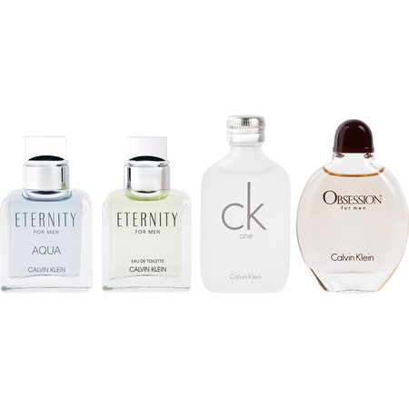 Calvin Klein Variety 4 PIECE MENS MINI VARIETY WITH ETERNITY & ETERNITY AQUA & CK ONE & OBSESSION AND ALL ARE EDT 0.5 oz for men