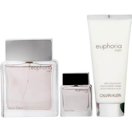 Calvin Klein Euphoria Men EDT spray 3.3 oz & AFTERSHAVE BALM 3.3 oz & EDT 0.5 oz for men