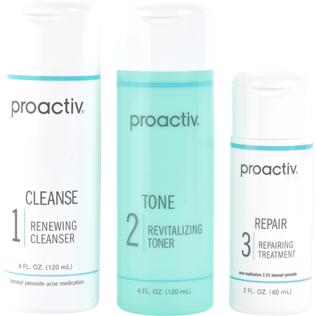 Proactiv 3-Step Acne Treatment (60 Days) - Renewing Cleanser 120ml + Revitalizing Toner 120ml + Repairing Treatment 60ml -3pcs for unisex