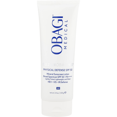 Obagi by Obagi SUZANOBAGIMD Physical Defense Broad Spectrum Mineral Sunscreen SPF 50 PA+++ (Lightly Tinted, Lightweight, & Sheer) -96.3g/3.4OZ for women