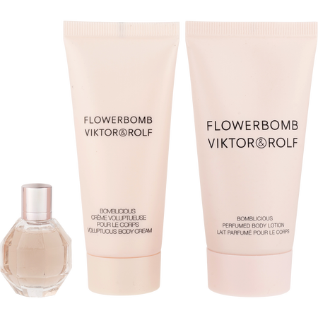 Viktor & Rolf Flowerbomb Eau de parfum 0.24 oz MINI & BODY LOTION 1.7 oz & BODY CREAM 1.3 oz for women