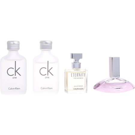 Calvin Klein Variety 4 PIECE WOMENS MINI VARIETY WITH CK ONE EDT 0.33 oz X 2 & ETERNITY EDP 0.17 oz & EUPHORIA EDP 0.13 oz AND ALL ARE MINIS for women