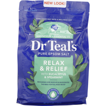 Dr. Teal's by Dr. Teal's Pure Epsom Salt Soaking Solution Relax & Relief with Eucalyptus & Spearmint -1.36kg/48OZ for unisex