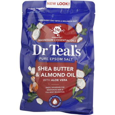 Dr. Teal's by Dr. Teal's Pure Epsom Salt Soaking Solution Shea Butter & Almond to Soften & Moisturize -1.36kg/48OZ for unisex