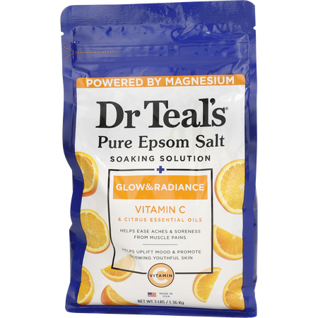 Dr. Teal's by Dr. Teal's Pure Epsom Salt Soaking Solution Glow & Radiance with Vitamin C & Citrus Essential Oils -1.36kg/48OZ for unisex